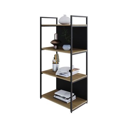 Estante C/04 Prateleiras 118x60x33cm C/fundo Yon Vermont Oak/est.preta Vermont Oak/est.preta