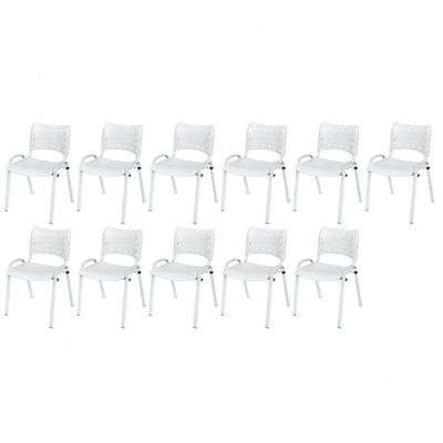Cadeira Iso Base Branco Igreja, Escola, Escritório - Branco Kit 11 Peças