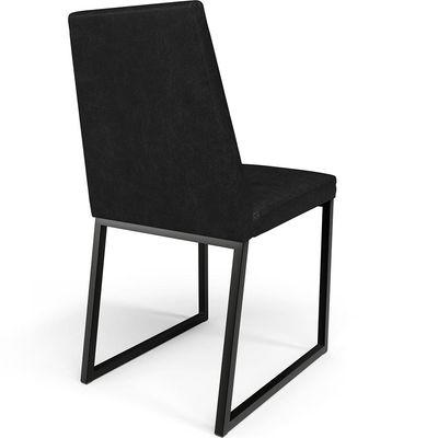 Cadeira Para Sala De Jantar Base Aço Industrial Preto Dafne L02 Couríssimo Preto - Lyam Decor