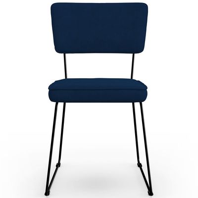 Kit 02 Cadeiras Decorativas Para Sala De Jantar Allana L02 Suede Azul Marinho - Lyam Decor