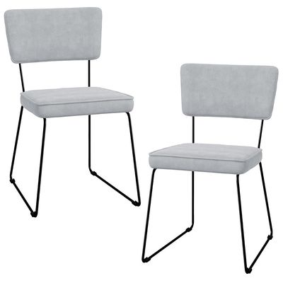 Kit 02 Cadeiras Decorativas Para Sala De Jantar Allana L02 Suede Cinza - Lyam Decor