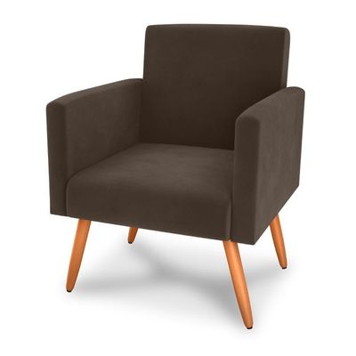 Poltrona Para Decoração Sara Veludo Marrom