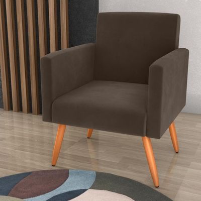 Poltrona Para Decoração Sara Veludo Marrom