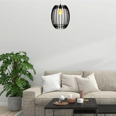 Luminária Teto Tipo Pendente Grega Mdf - Completa Cor: Mdf Cru