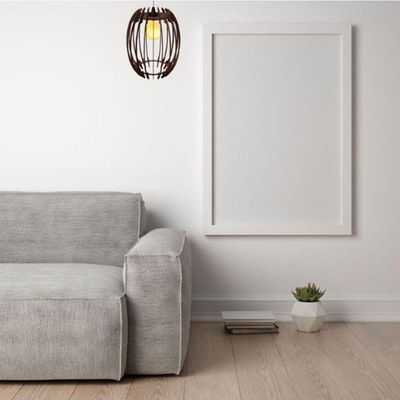 Luminária Teto Tipo Pendente Grega Mdf - Completa Cor: Mdf Cru