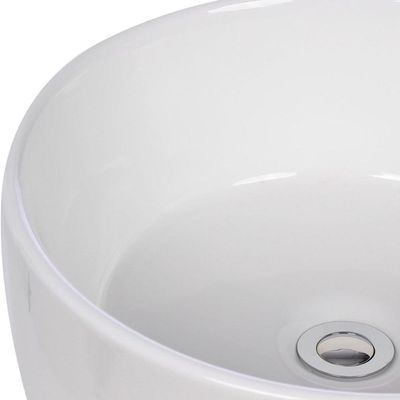 Cuba De Cerâmica Redonda Branca Para Banheiro 46x46x15 Cm Domum