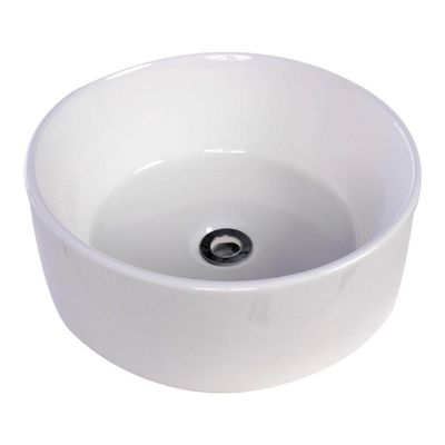 Cuba De Cerâmica Redonda Branca Para Banheiro 46x46x15 Cm Domum
