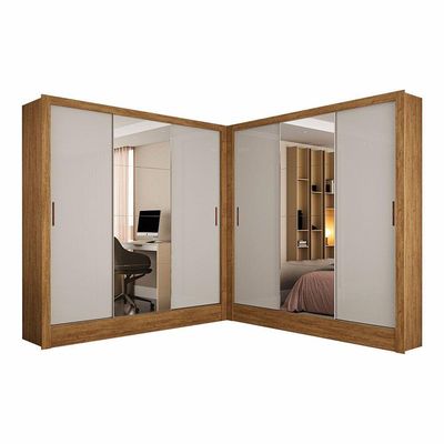 Closet Casal Duplo Dubai 6 Portas Plus 6 Gavetas Cinamomo Com Off White