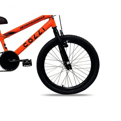 Bicicleta Colli Montadinha Aro 20 Selim Mobik Bagageiro Cor Amarelo Neon Tamanho Do Quadro 12 Laranja