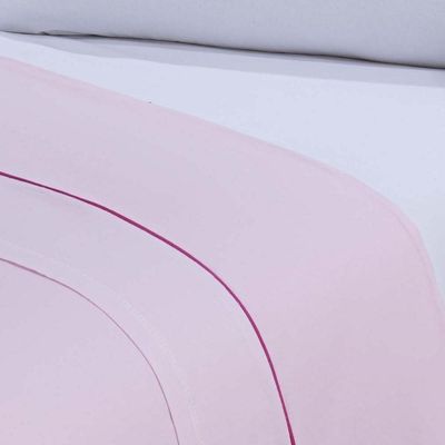 Jogo De Cama Lençol 100% Algodão Percal 150 Fios Queen Gran Moratta 4 Peças - Branco E Rosa