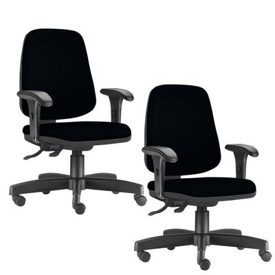 Kit 02 Cadeiras Giratórias Job L02 Diretor Executiva Crepe Preto - Lyam Decor