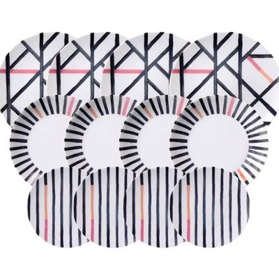 Conjunto 12 Pratos Porcelana Tramontina Street Fundo Raso Sobremesa