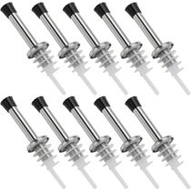 Kit 10 Bicos Dosador Azeite Inox 2x9,5cm Tampa Plástica Garrafa Vinagre Weck