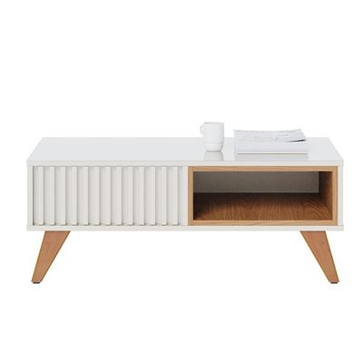 Kit Aparador Para Sala De Estar Áustria Com Mesa De Centro Delta C04 Freijó Off White - Lyam Decor
