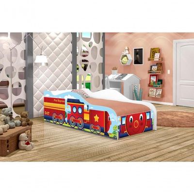 Cama Carro Trenzinho Vermelho Kids Solteiro