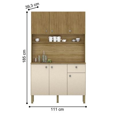 Kit De Cozinha 6 Portas Barcelona Vanilla Ripado