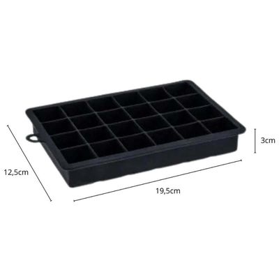 Kit 2 Formas De Gelo Silicone 24 Cubos 19,5x12,5x3cm Preto Weck Retangular Maleável Refrigeradores