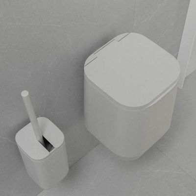 Kit Banheiro 3 Peças Bege Lixeira 6L Escova Sanitária de Piso e Parede Porta Papel Higiênico Ou