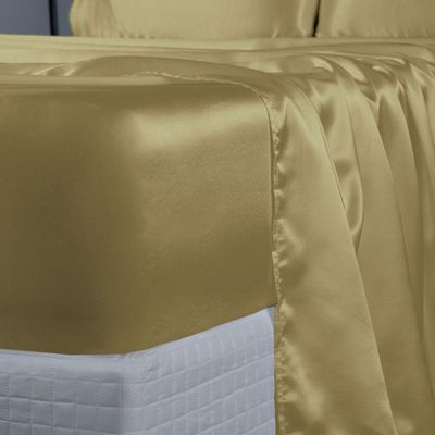 Jogo De Lençol Sublime 4 Peças Casal 100% Poliéster Tecido Cetim Charmousse - Dourado