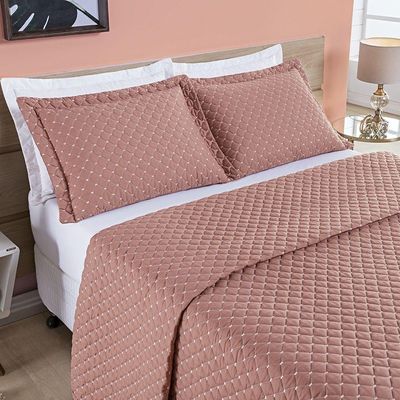 Cobre Leito 200 Fios King Ravena 03 Peças - Rose - Design Resistente