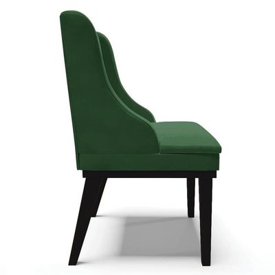 Kit 8 Cadeiras Estofadas Para Sala De Jantar Base Fixa De Madeira Preto Lia Veludo Verde - Ibiza