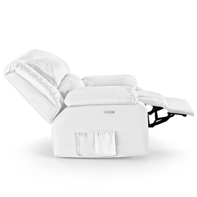Poltrona Do Papai Reclinável Pietra Elétrica Led Massagem Fh9 Pu Branco - Mpozenato