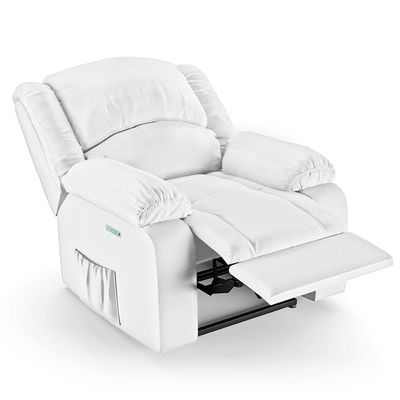Poltrona Do Papai Reclinável Pietra Elétrica Led Massagem Fh9 Pu Branco - Mpozenato
