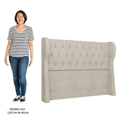 Cabeceira Casal Cama 140cm Malva I02 Bouclê Bege - Mpozenato