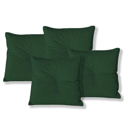Kit 4 Almofadas Quadradas Tina Com Botão Central Boucle - 7 Decor Verde Escuro
