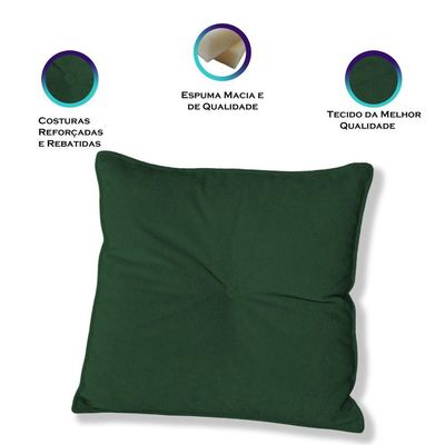 Kit 4 Almofadas Quadradas Tina Com Botão Central Boucle - 7 Decor Verde Escuro