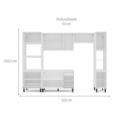 Cozinha Compacta Sem Tampo com Paneleiro Amara 10 Portas 4 Gavetas Azul e Branca