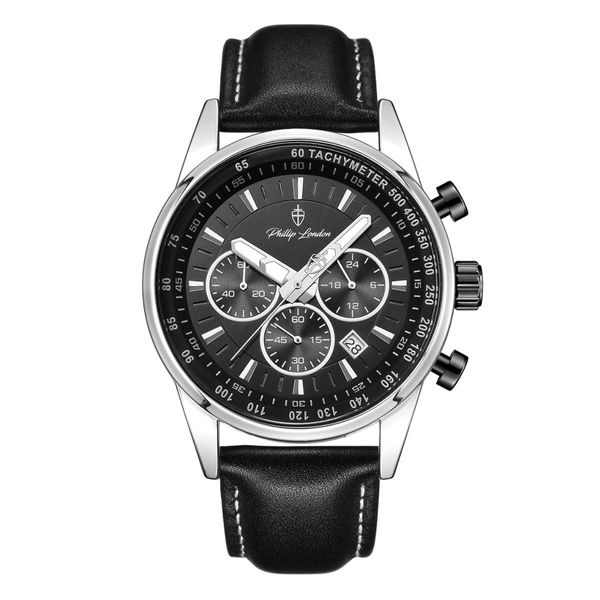 Relógio Phillip London Masculino Ref:Pl80193622m Pr N Cronógrafo Prateado Relógio Phillip London Masculino Ref:Pl80193622m Pr N Cronógrafo Prateado