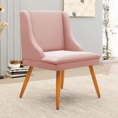Kit 10 Cadeiras Estofadas Para Sala De Jantar Pés Palito Lia Veludo Rosê - Ibiza