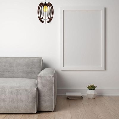 Luminária Teto Tipo Pendente Grega Mdf - Completa Cor: Marrom