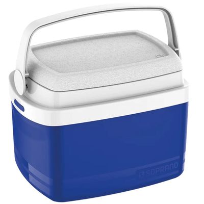Caixa Térmica Soprano Azul com Alça Articulável Cooler 5L Tropical Praia Camping