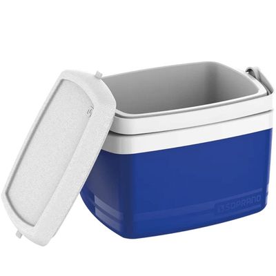 Caixa Térmica Soprano Azul com Alça Articulável Cooler 5L Tropical Praia Camping
