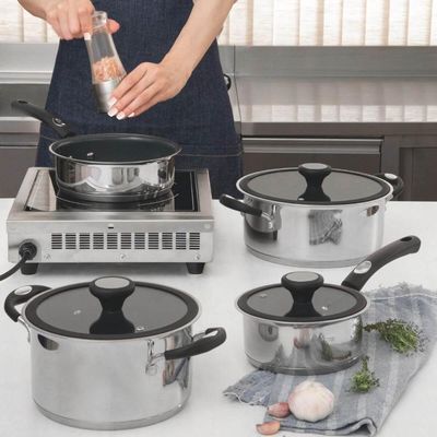 Jogo de Panelas 4 Peças Tramontina Solar Ceramic Aço Inox Fundo Triplo
