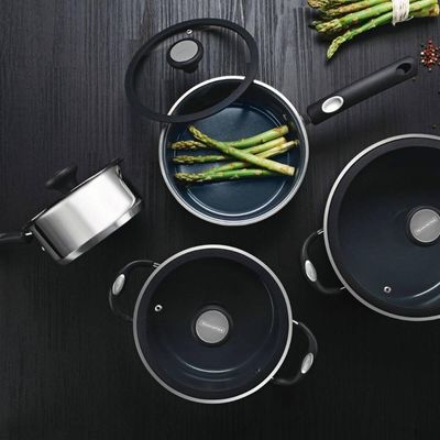 Jogo de Panelas 4 Peças Tramontina Solar Ceramic Aço Inox Fundo Triplo