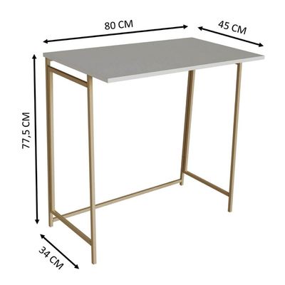 Mesa Dobrável Slim Escrivaninha P1044 Arenas Dourado 80x45x77,5cm Escritório Placa e Ponto