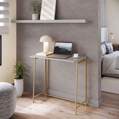 Mesa Dobrável Slim Escrivaninha P1044 Arenas Dourado 80x45x77,5cm Escritório Placa e Ponto