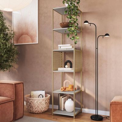 Estante Industrial Alta Telada 40X38X180cm Arenas Dourado MDP P1023 Placa e Ponto