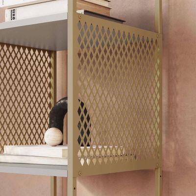 Estante Industrial Alta Telada 40X38X180cm Arenas Dourado MDP P1023 Placa e Ponto