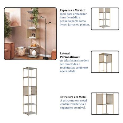 Estante Industrial Alta Telada 40X38X180cm Arenas Dourado MDP P1023 Placa e Ponto