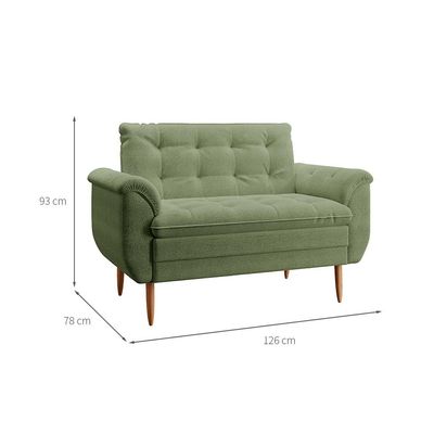 Poltrona Namoradeira Xangai Bouclé Verde Oliva