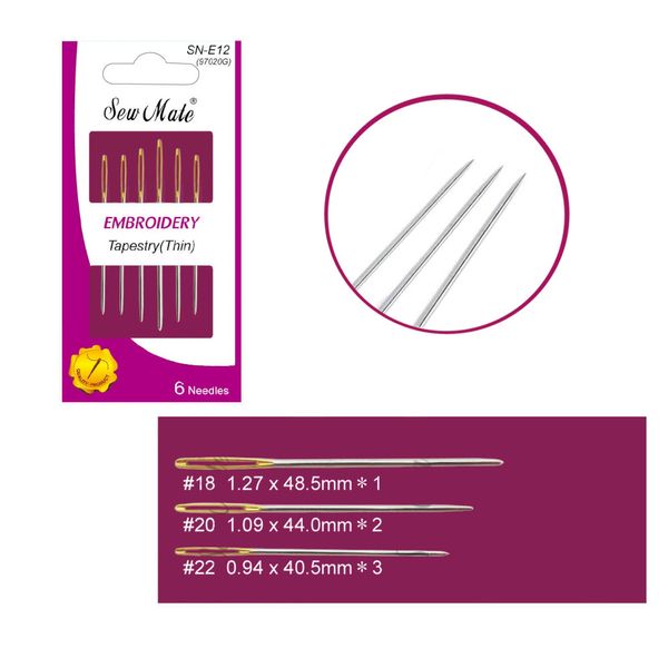 Kit Agulhas Para Tapeçaria Sew Mate Com 6 peças SN-E12