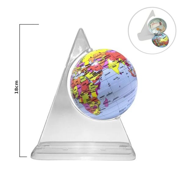 Globo Terrestre Político 10cm com Base Triangular Cristal
