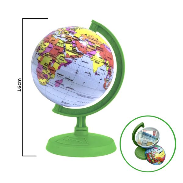 Globo Terrestre Político Cofrinho 10cm Millenium Verde