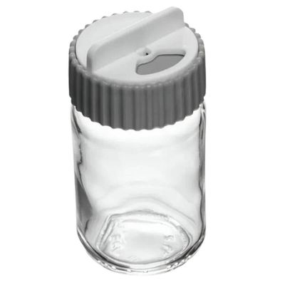 Porta Temperos Vidro e Tampa Rotativa Siena 190ml Cinza Lyor Cozinha Pote Condimentos Redondo