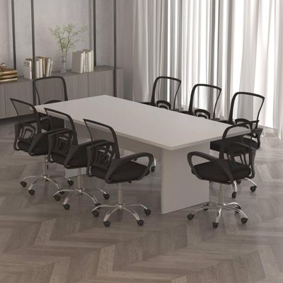Mesa De Reunião Para Escritório 220x100cm Me4190 Branco