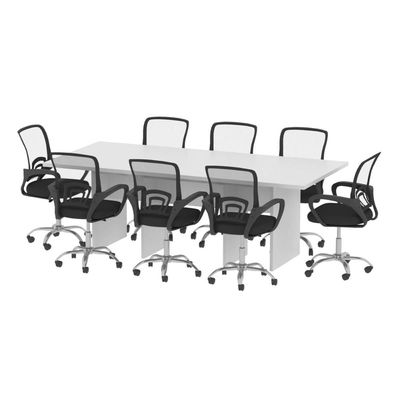 Mesa De Reunião Para Escritório 220x100cm Me4190 Branco